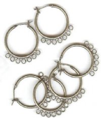 3 Pair of 23mm 7 Drop Antique Brass Hoop Earrings